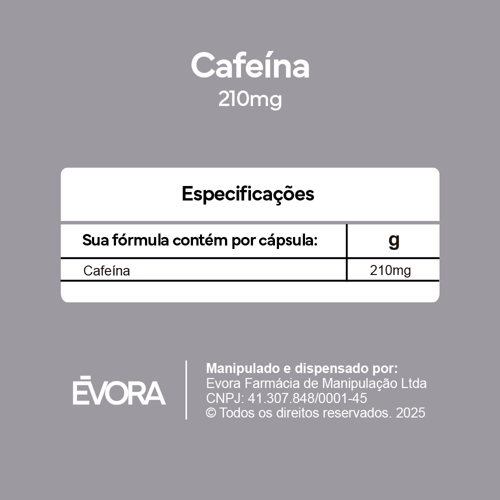 Cafeína 210mg 30 cápsulas