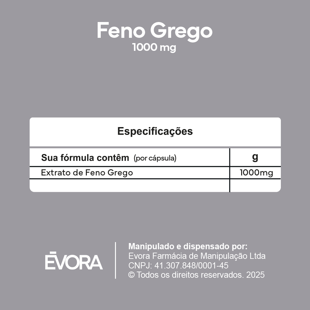 Feno Grego 1000mg 60 cápsulas