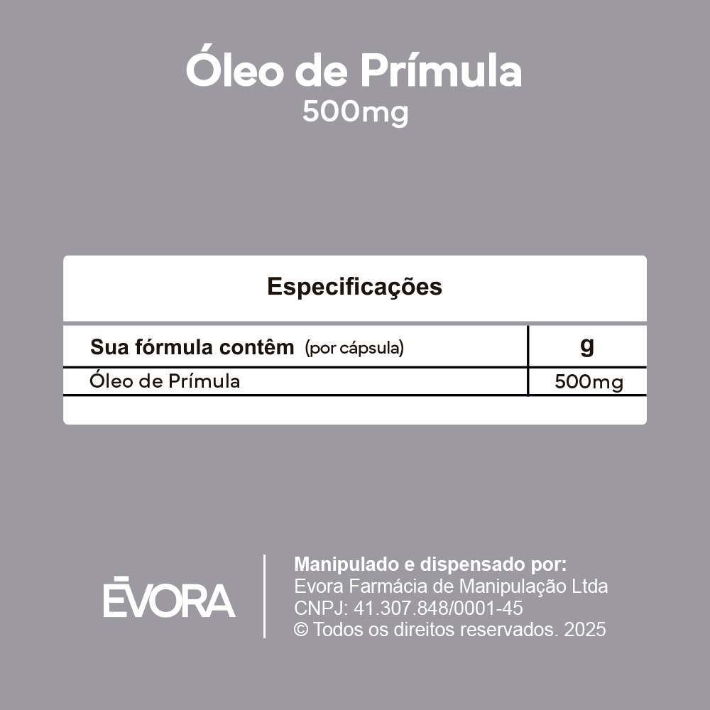 Óleo de Prímula 500mg 60 cápsulas