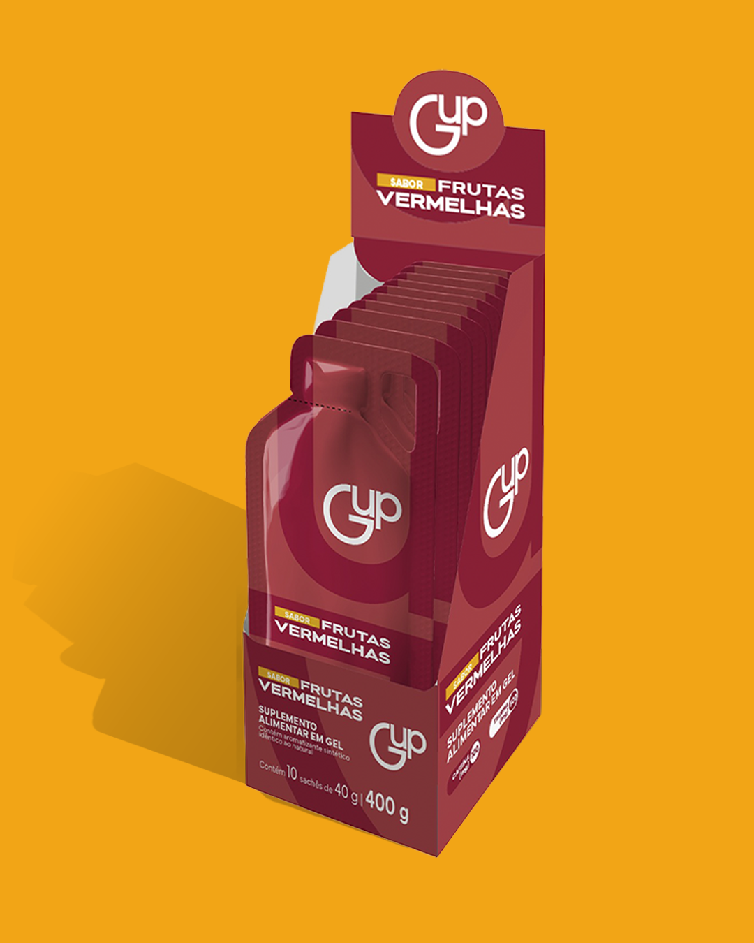 Carbo Gel GUP Frutas Vermelhas - Display com 10 sachês de 40g
