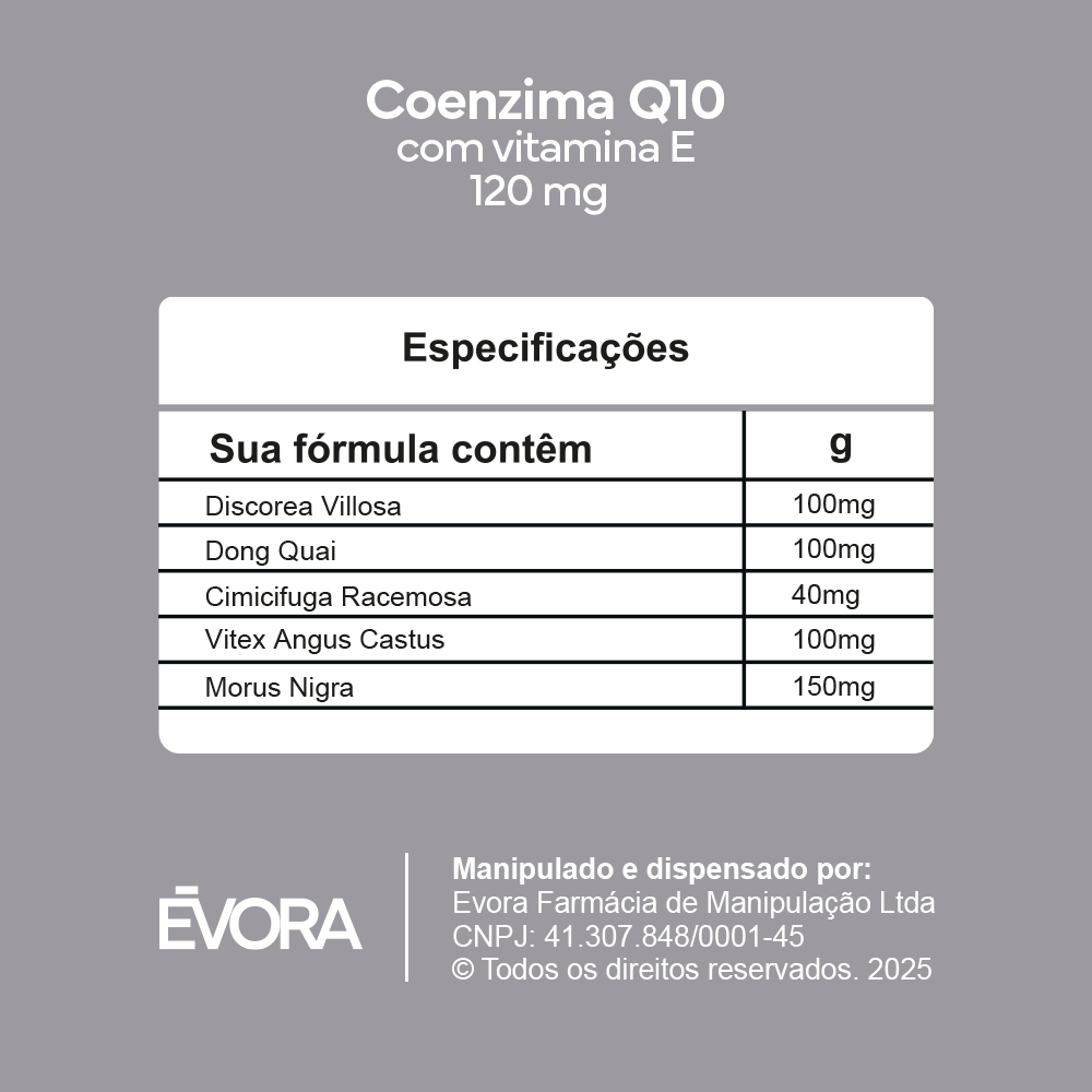 Coenzima Q10 120 mg em cápsulas com Vitamina E 30 cápsulas