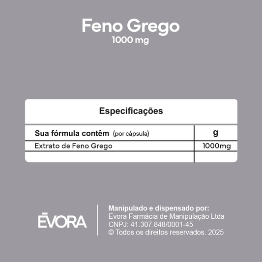 Feno Grego 1000mg 60 cápsulas