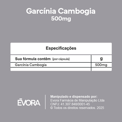 Garcínia Cambogia 500mg 60 cápsulas