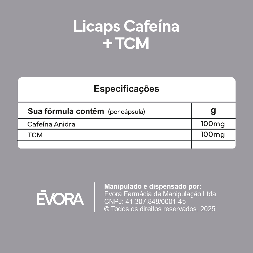 Licaps Cafeina + TCM 60 cápsulas