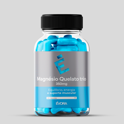 Magnésio Quelato Trio 350mg | Bisglicinato, Dimalato e Taurato com Vitamina B6