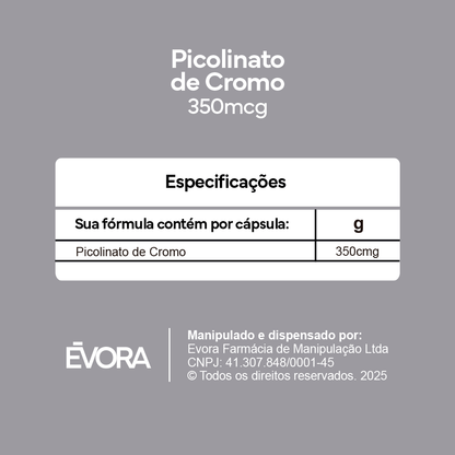 Picolinato De Cromo 350 mcg 30 cápsulas