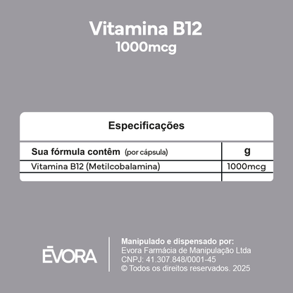 Vitamina b12 1000mcg 30 cápsulas