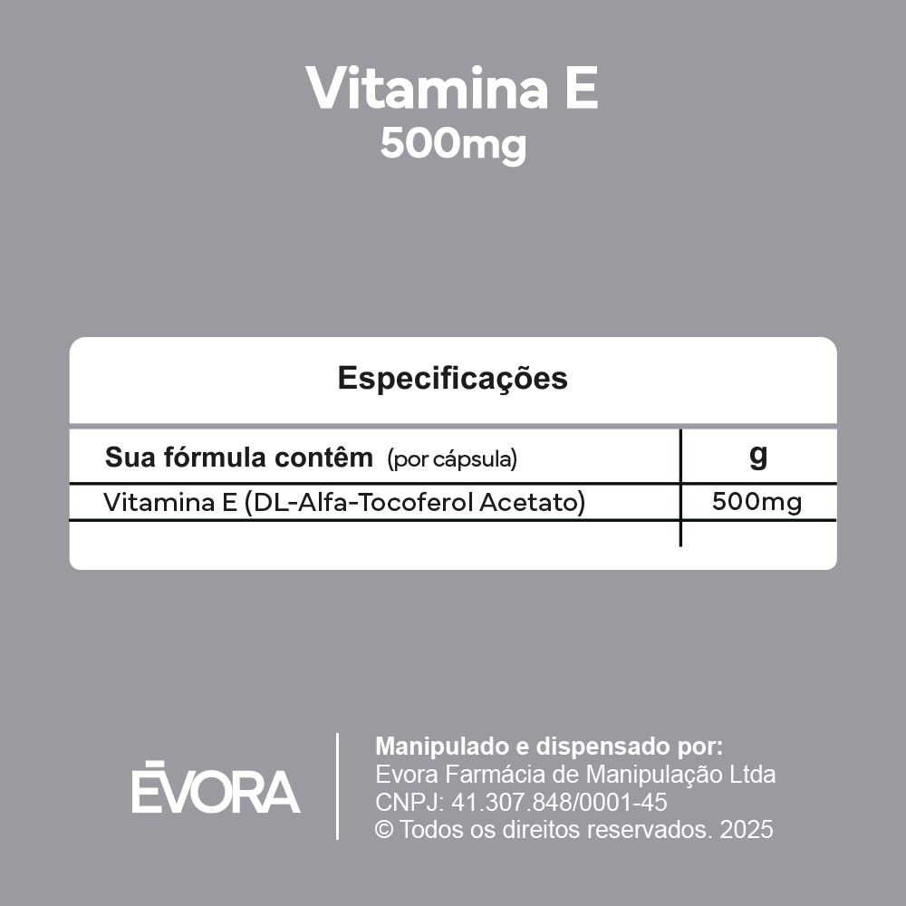 ⁠Vitamina E 500mg 30 cápsulas